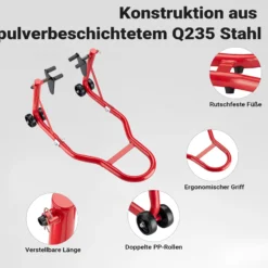 Wiltec Motorradständer vorne für 230-290 mm Reifen, 670 x 445 mm, als Montagehilfe aus Stahl für Vorderrad, Motorradheber bis 450 kg, Frontheber