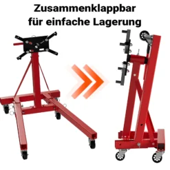Wiltec Motorständer bis zu 900kg aus lackiertem Stahl mit Rollen Motorheber, Getriebeheber, Getriebehalter
