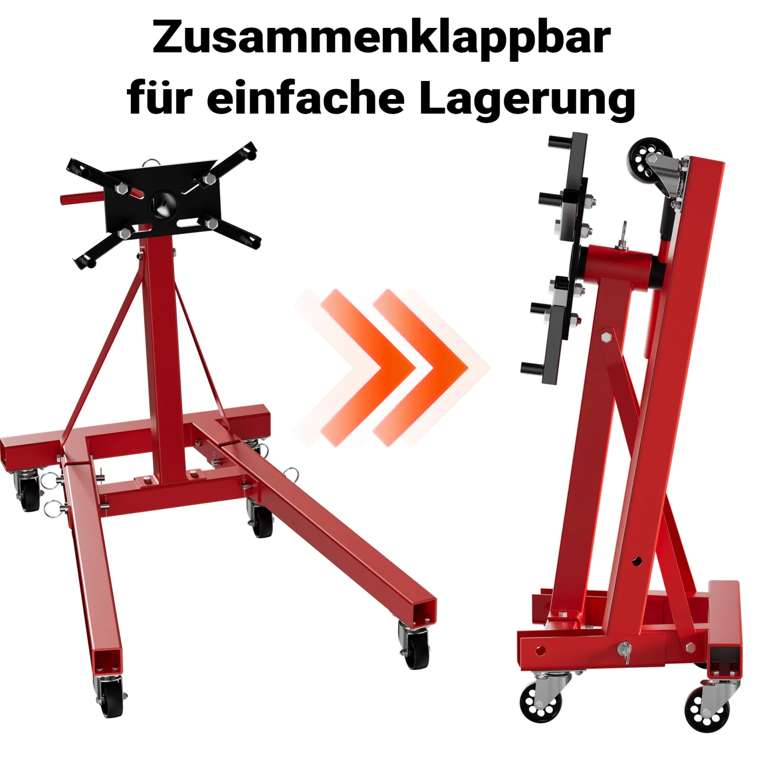 Wiltec Motorständer bis zu 900kg aus lackiertem Stahl mit Rollen Motorheber, Getriebeheber, Getriebehalter