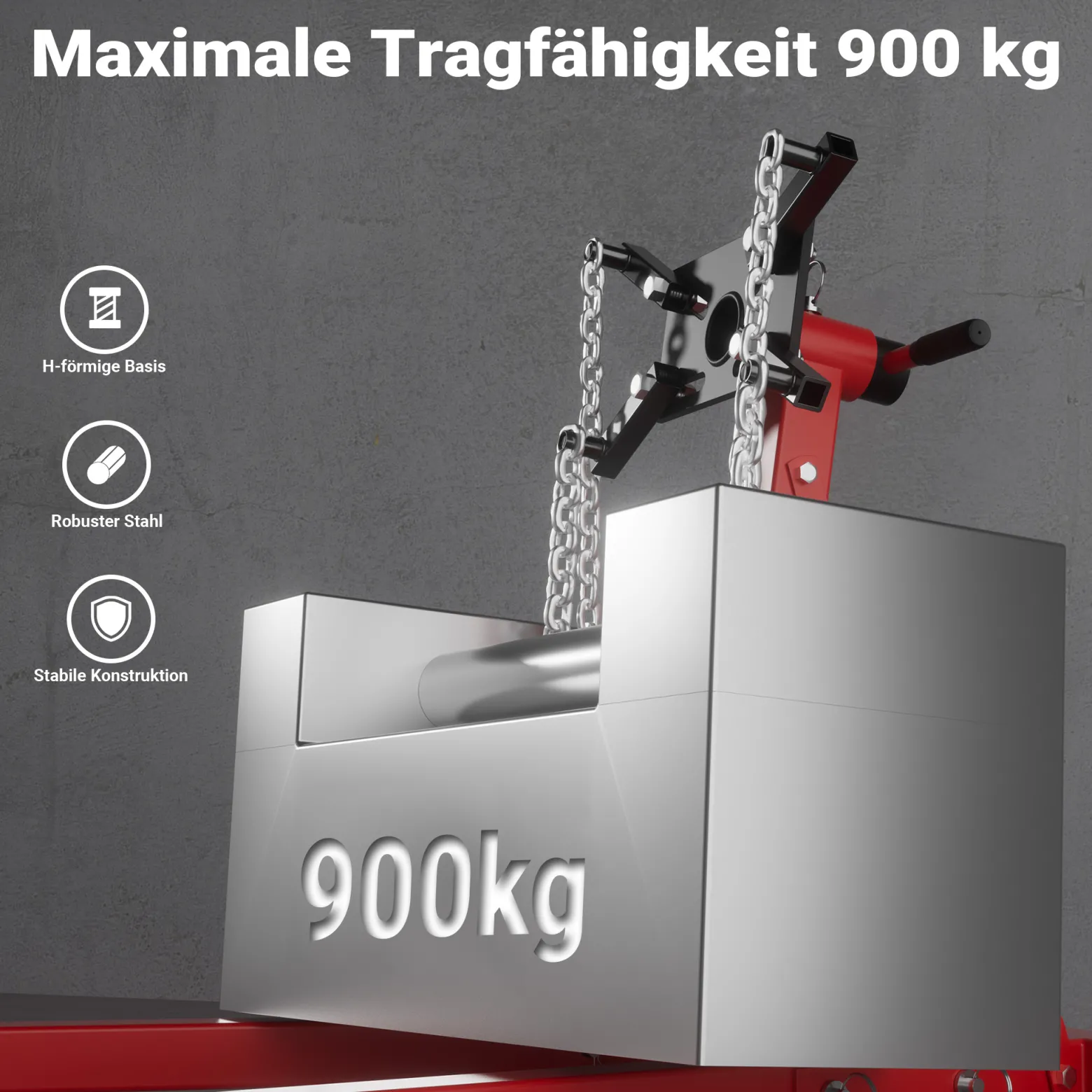 Wiltec Motorständer bis zu 900kg aus lackiertem Stahl mit Rollen Motorheber, Getriebeheber, Getriebehalter