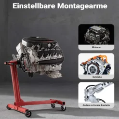 Wiltec Motorständer bis zu 450kg aus lackiertem Stahl mit Rollen Motorheber, Getriebeheber, Getriebehalter
