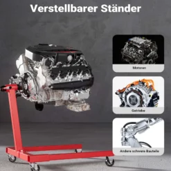 Wiltec Motorständer bis zu 570kg aus lackiertem Stahl mit Rollen Motorheber, Getriebeheber, Getriebehalter