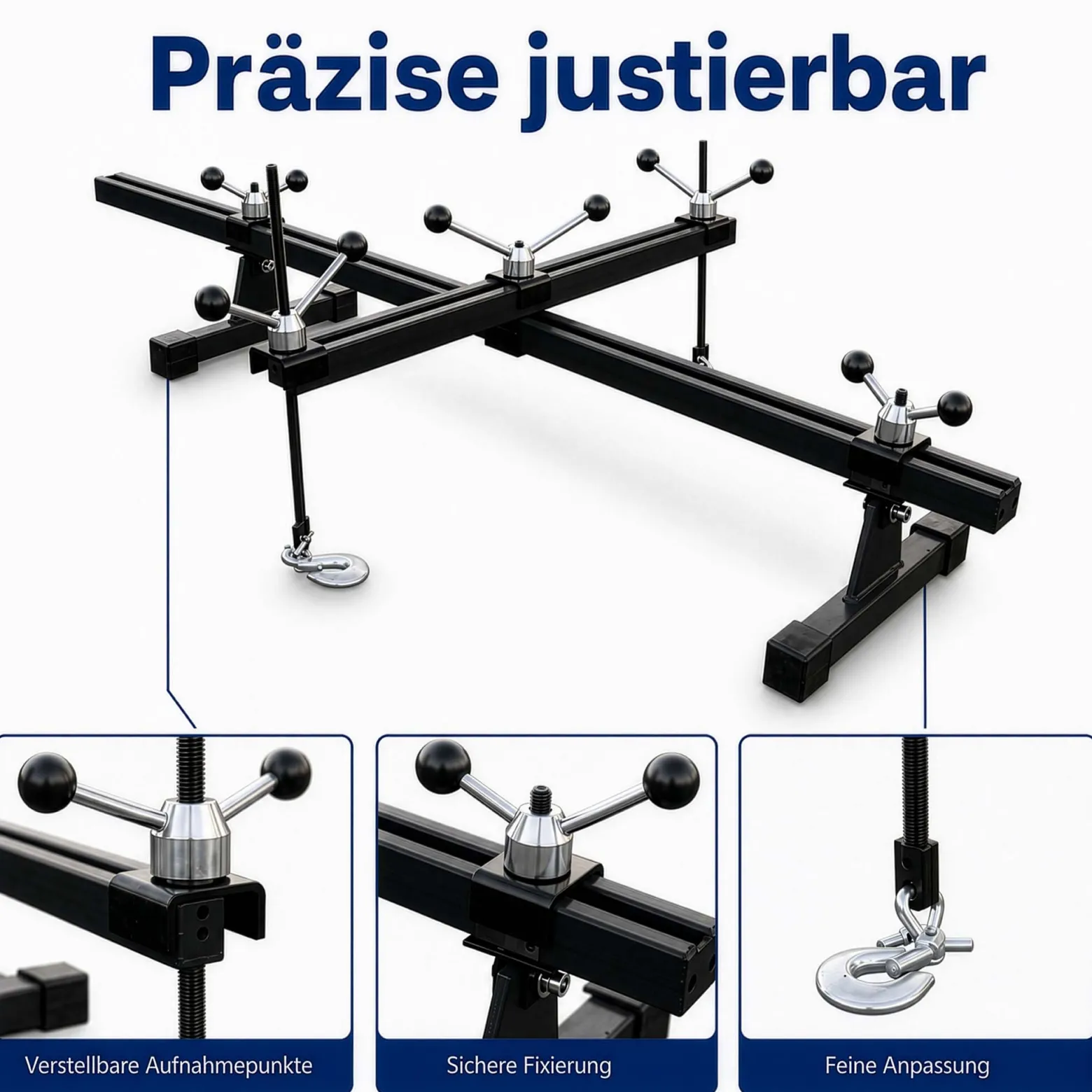 Wiltec Motortraverse Motorhalter 500 kg mit Querträger, verstellbare Motorbrücke 400–1400 mm, Motorstütze für Motor und Getriebe