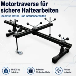 Wiltec Motortraverse Motorhalter 500 kg mit Querträger, verstellbare Motorbrücke 400–1400 mm, Motorstütze für Motor und Getriebe