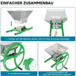 Wiltec Obstmühle mit 7L Trichter und runder Handkurbel Obsthäcksler leicht zu reinigen für Saftpresse Obstpresse zur Herstellung von Saft Würze oder Most