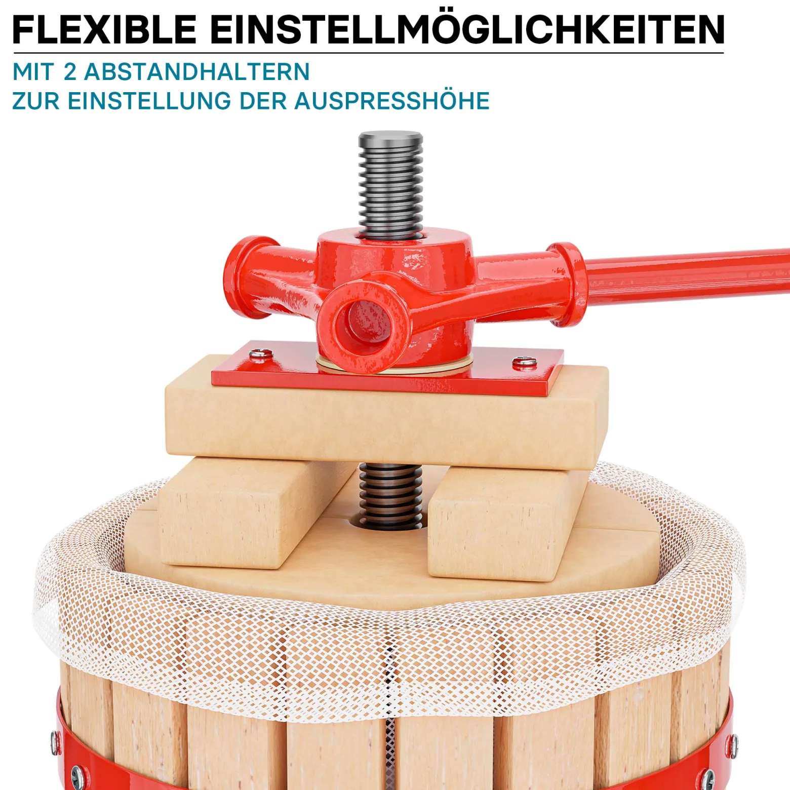 Wiltec Obstpresse 18L Maischepresse mit 3 passenden Presstüchern Weinpresse aus Holz Apfelpresse Saftpresse
