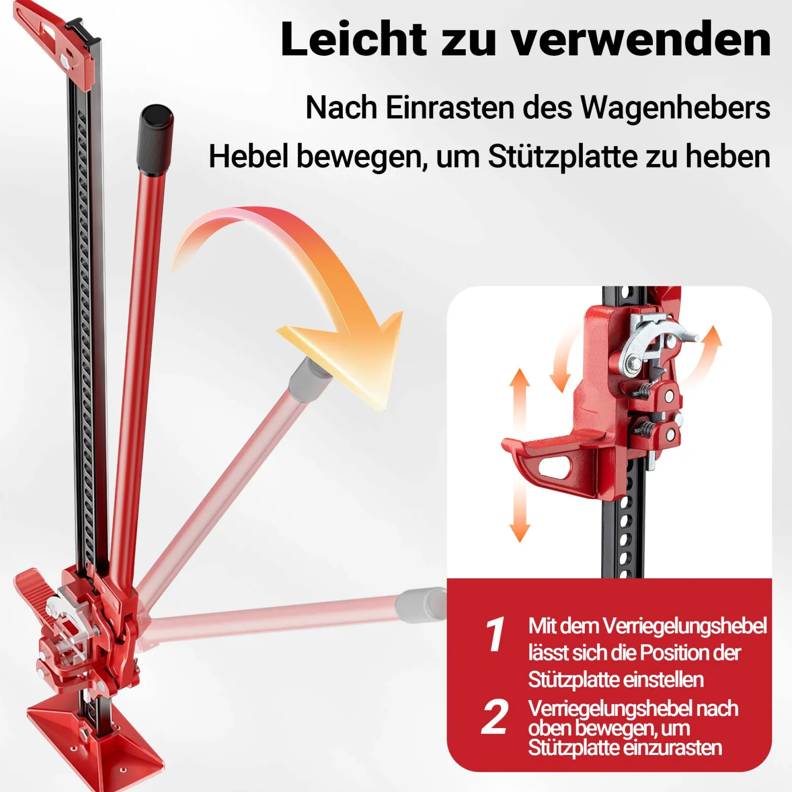 Wiltec Offroad Wagenheber bis 3000 kg max. 76 cm, Farmer Jack für Geländewagen, SUV, ATV und Anhänger, Farm Jack Wagenheber aus Stahl