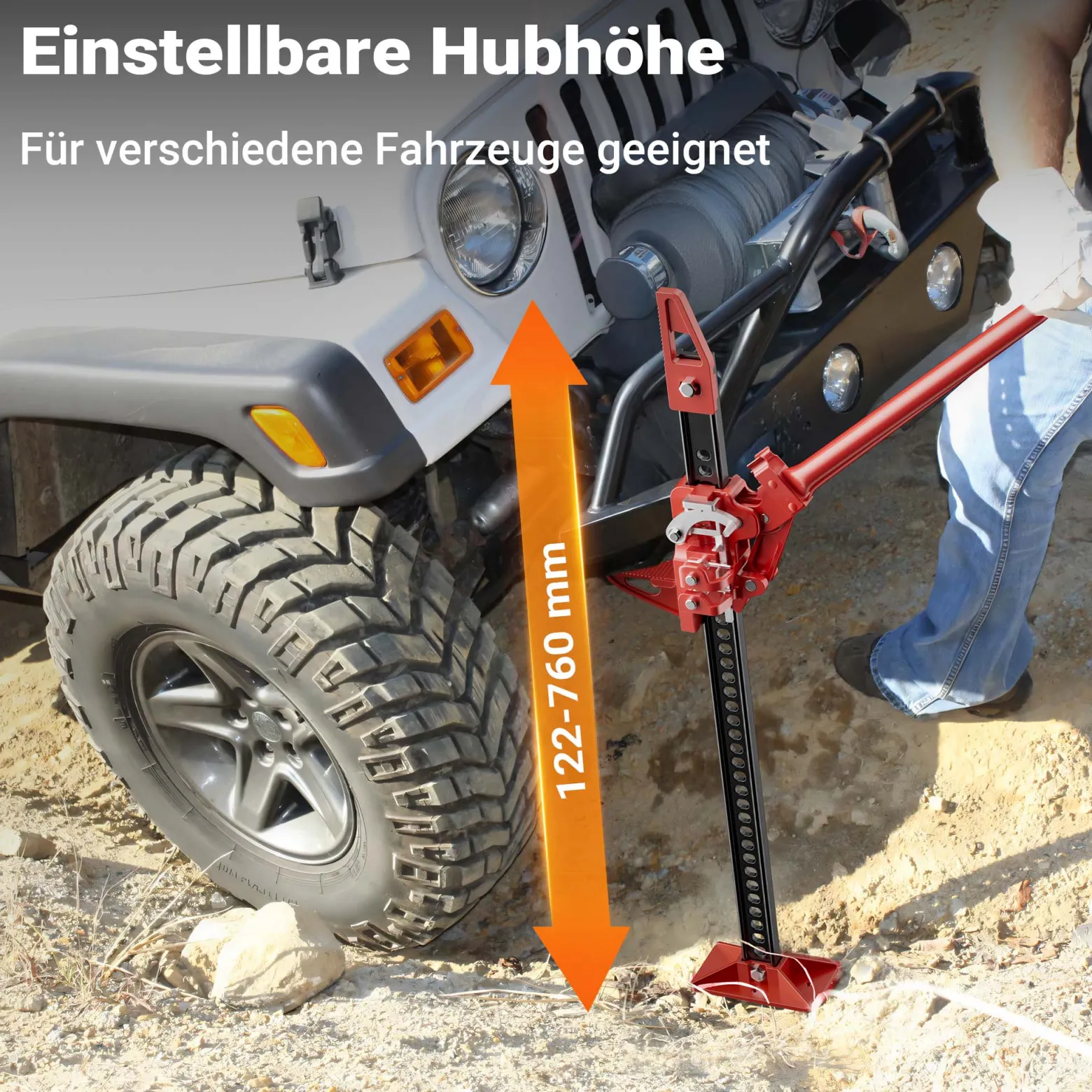 Wiltec Offroad Wagenheber bis 3000 kg max. 76 cm, Farmer Jack für Geländewagen, SUV, ATV und Anhänger, Farm Jack Wagenheber aus Stahl