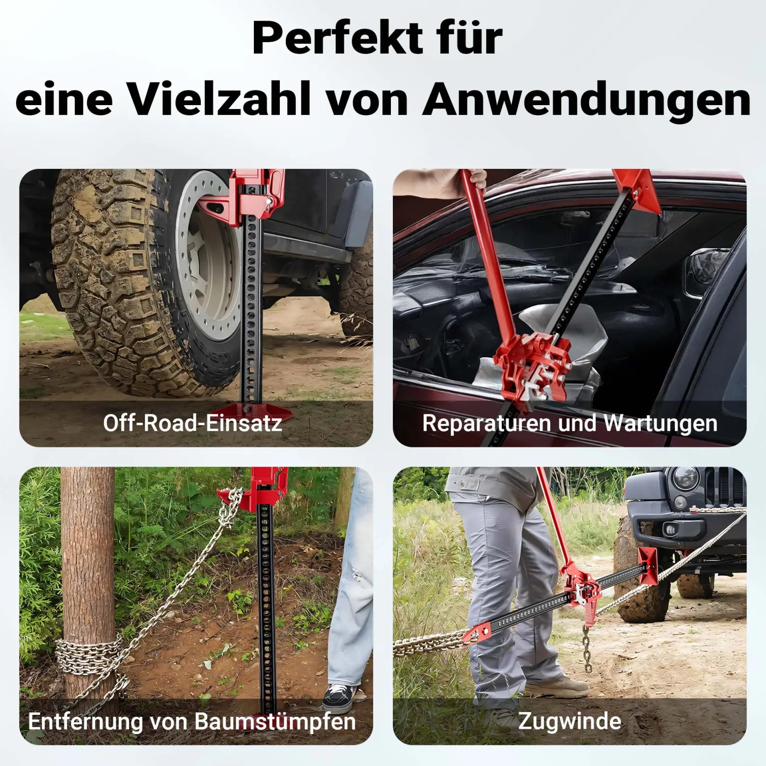 Wiltec Offroad Wagenheber bis 3000 kg max. 76 cm, Farmer Jack für Geländewagen, SUV, ATV und Anhänger, Farm Jack Wagenheber aus Stahl