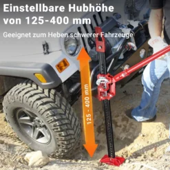 Wiltec Offroad Wagenheber mit 3000 kg Tragkraft 20 Zoll, Farm Jack mit Hubhöhe 125–400 mm für Geländewagen, SUV, ATV und Anhänger