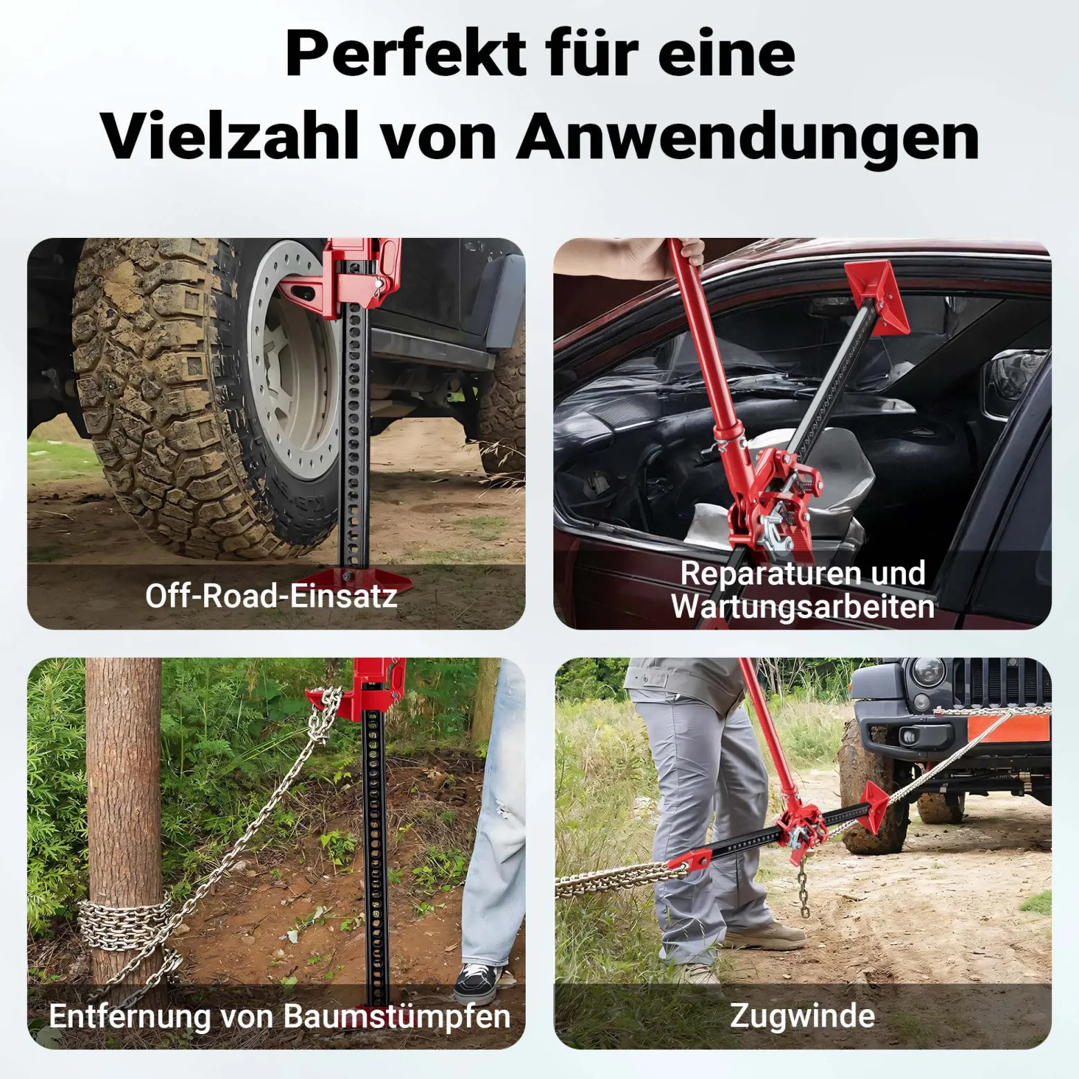 Wiltec Offroad Wagenheber mit 3000 kg Tragkraft 20 Zoll, Farm Jack mit Hubhöhe 125–400 mm für Geländewagen, SUV, ATV und Anhänger