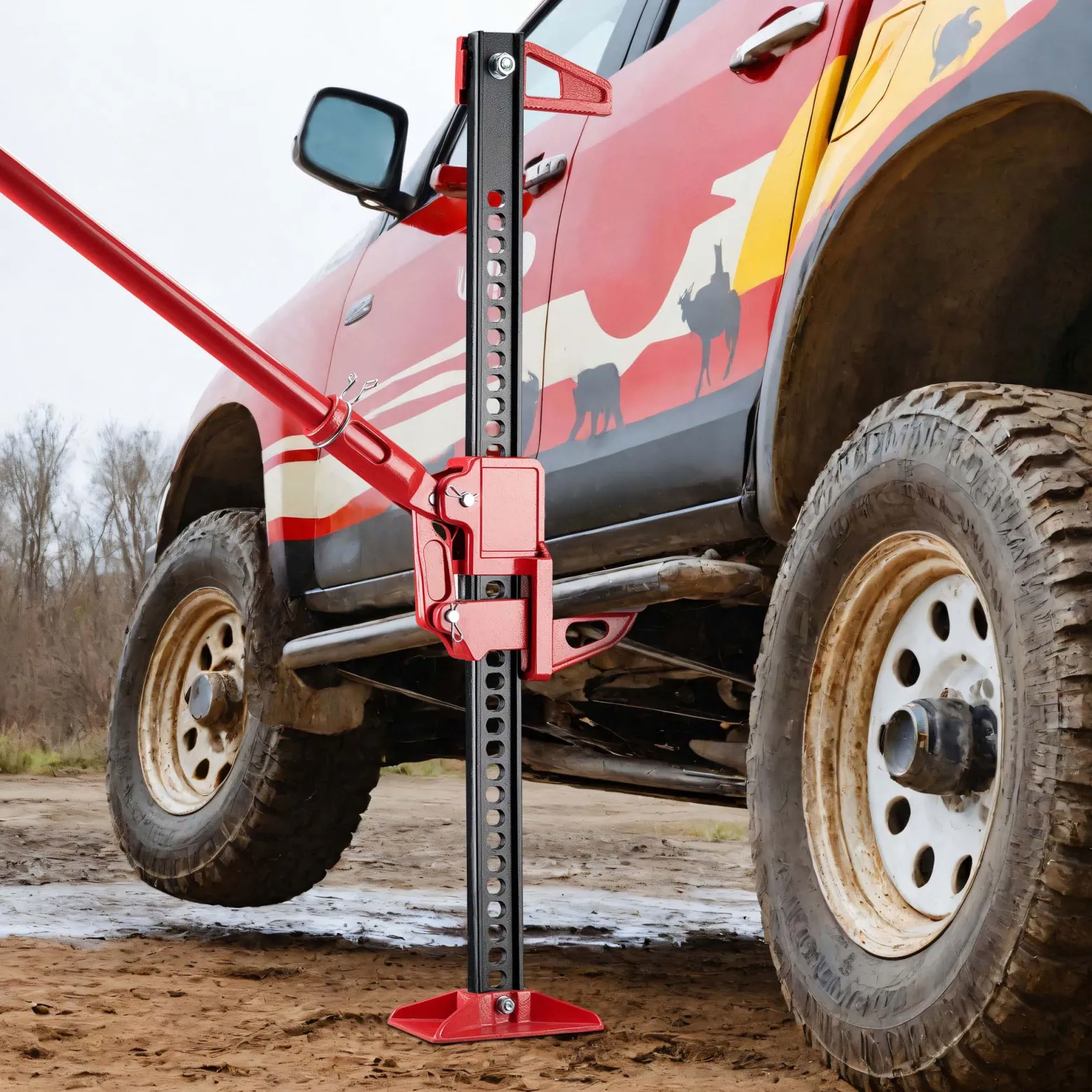 Wiltec Offroad Wagenheber mit 3000 kg Tragkraft 20 Zoll, Farm Jack mit Hubhöhe 125–400 mm für Geländewagen, SUV, ATV und Anhänger