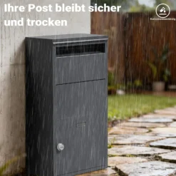 Wiltec Paketkasten anthrazit 410 x 220 x 750 mm, Paketbox Zuhause, private Paketannahme passend für Pakete und Päckchen, Standbriefkasten Stahl