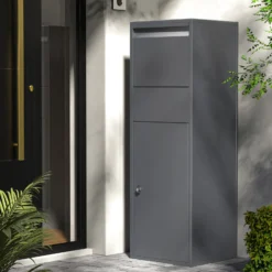 Wiltec Paketkasten Anthrazit 460 x 450 x 1400 mm, Paketbox Zuhause, private Paketannahme passend für Pakete der Größe S und L, Standbriefkasten