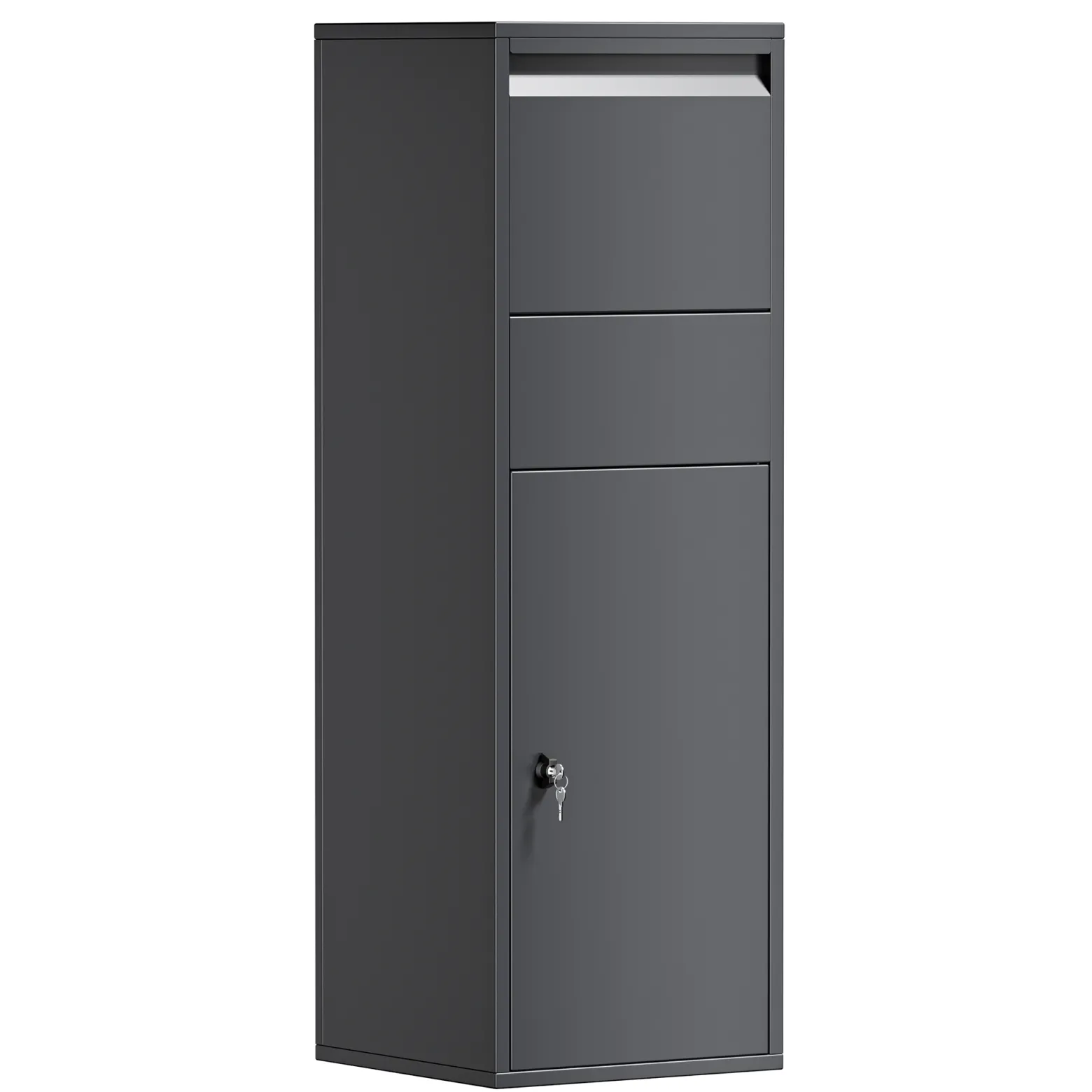 Wiltec Paketkasten Anthrazit 460 x 450 x 1400 mm, Paketbox Zuhause, private Paketannahme passend für Pakete der Größe S und L, Standbriefkasten