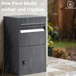 Wiltec Paketkasten anthrazit 410 x 385 x 720 mm, Paketbox Zuhause, private Paketannahme passend für Pakete und Päckchen, Standbriefkasten Stahl
