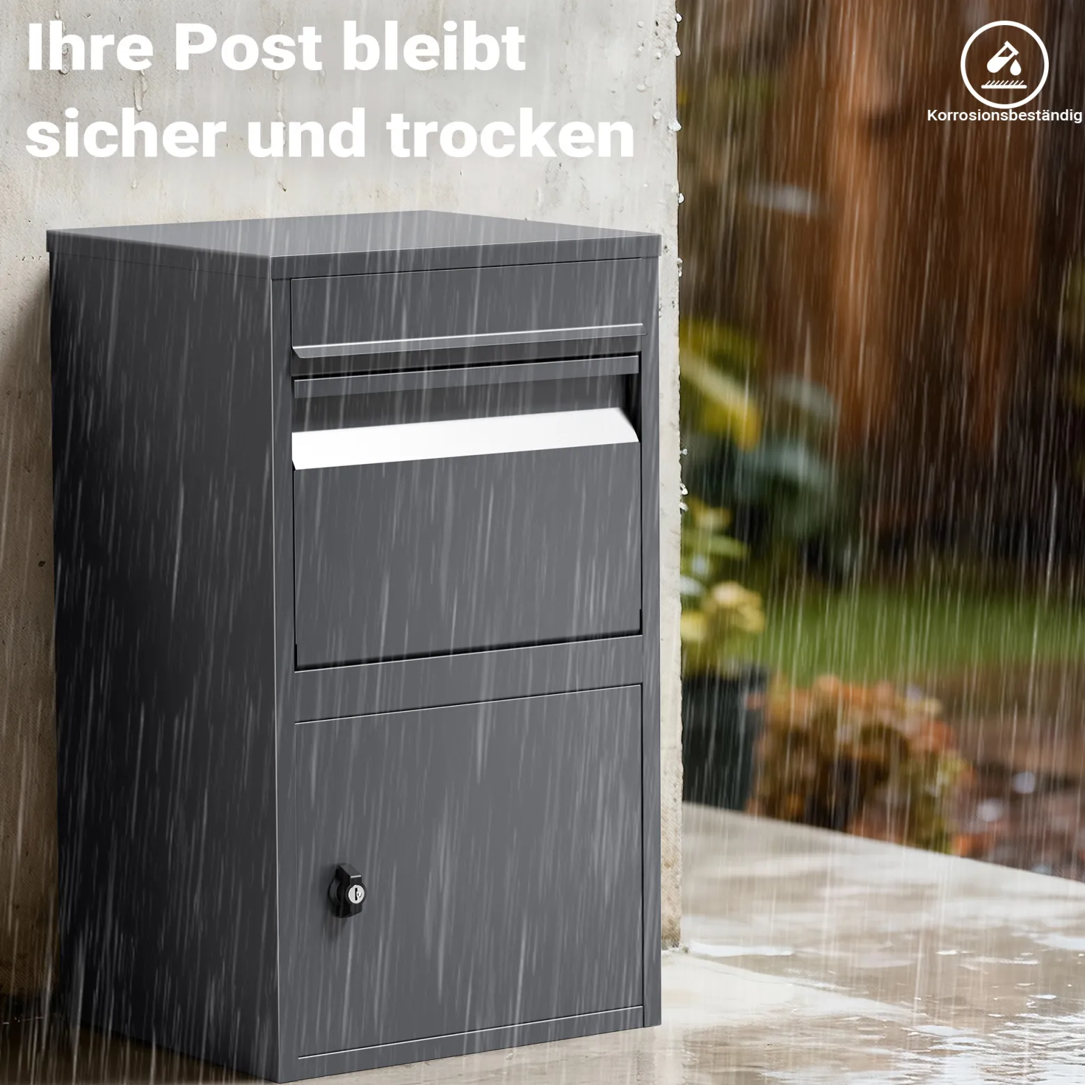Wiltec Paketkasten anthrazit 410 x 385 x 720 mm, Paketbox Zuhause, private Paketannahme passend für Pakete und Päckchen, Standbriefkasten Stahl