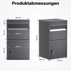 Wiltec Paketkasten anthrazit 410 x 385 x 720 mm, Paketbox Zuhause, private Paketannahme passend für Pakete und Päckchen, Standbriefkasten Stahl
