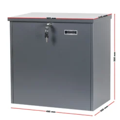 Wiltec Paketkasten grau 508 x 315 x 500 mm, Paketbox Zuhause, private Paketannahme passend für Pakete und Päckchen, Standbriefkasten Wandbriefkasten Stahl