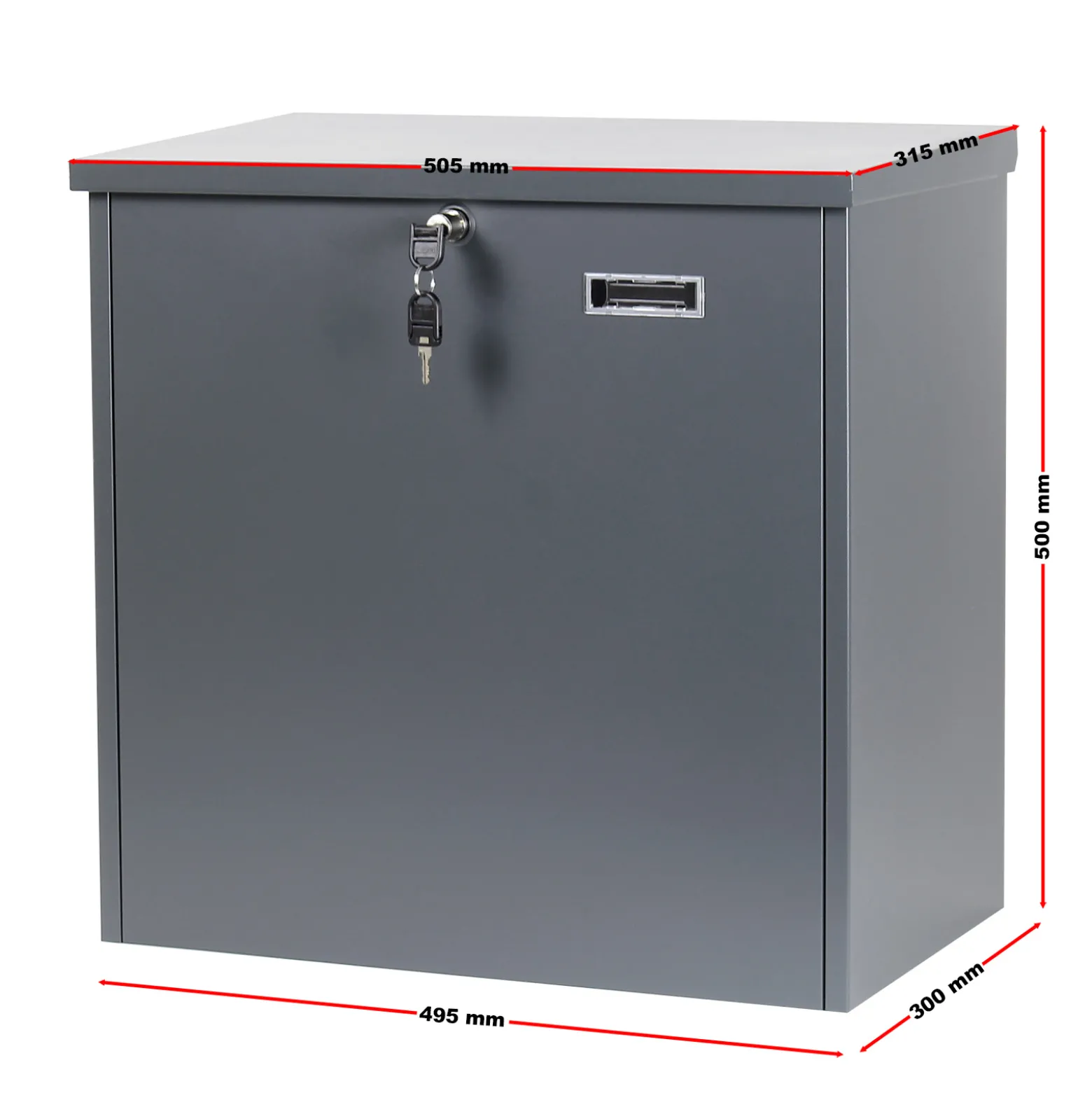 Wiltec Paketkasten grau 508 x 315 x 500 mm, Paketbox Zuhause, private Paketannahme passend für Pakete und Päckchen, Standbriefkasten Wandbriefkasten Stahl