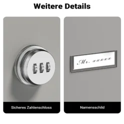 Wiltec Paketkasten grau 410 x 220 x 750 mm Paketbox aus Stahl mit Pulverbeschichtung abschließbarer Standbriefkasten für Paketannahme zu Hause Zustellung von Paket, Post, Brief