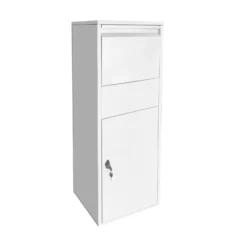 Wiltec Paketkasten weiß 460 x 450 x 1400 mm, Paketbox Zuhause, private Paketannahme passend für Pakete der Größe S und L, Standbriefkasten