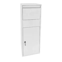 Wiltec Paketkasten weiß 460 x 450 x 1400 mm, Paketbox Zuhause, private Paketannahme passend für Pakete der Größe S und L, Standbriefkasten