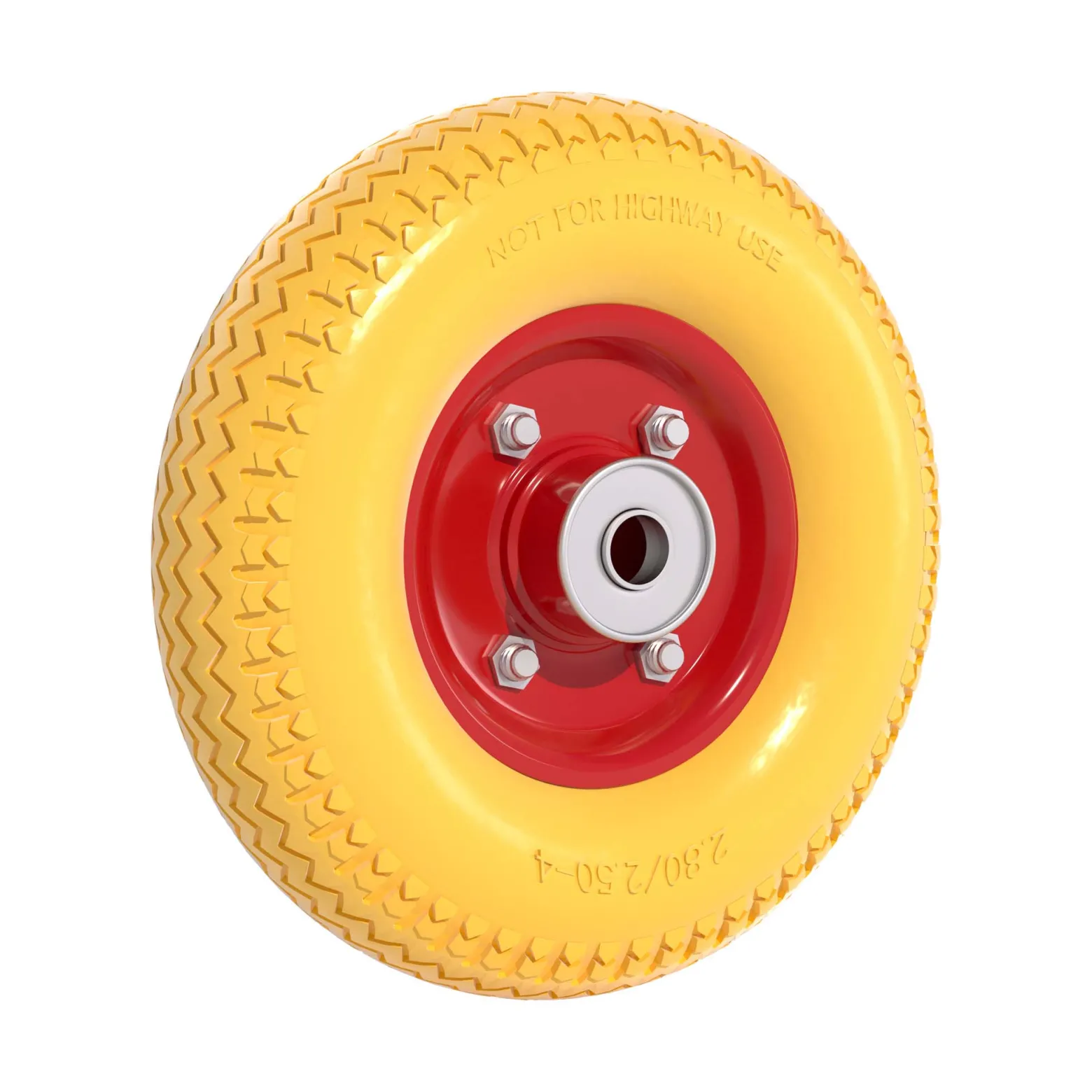 Wiltec Pannensicheres PU Rad 2.80/2.50-4 60 x 230 mm 90 kg, Polyurethan Vollgummi Schubkarren Komplettrad mit Stahlfelge, Schubkarrenrad pannensicher