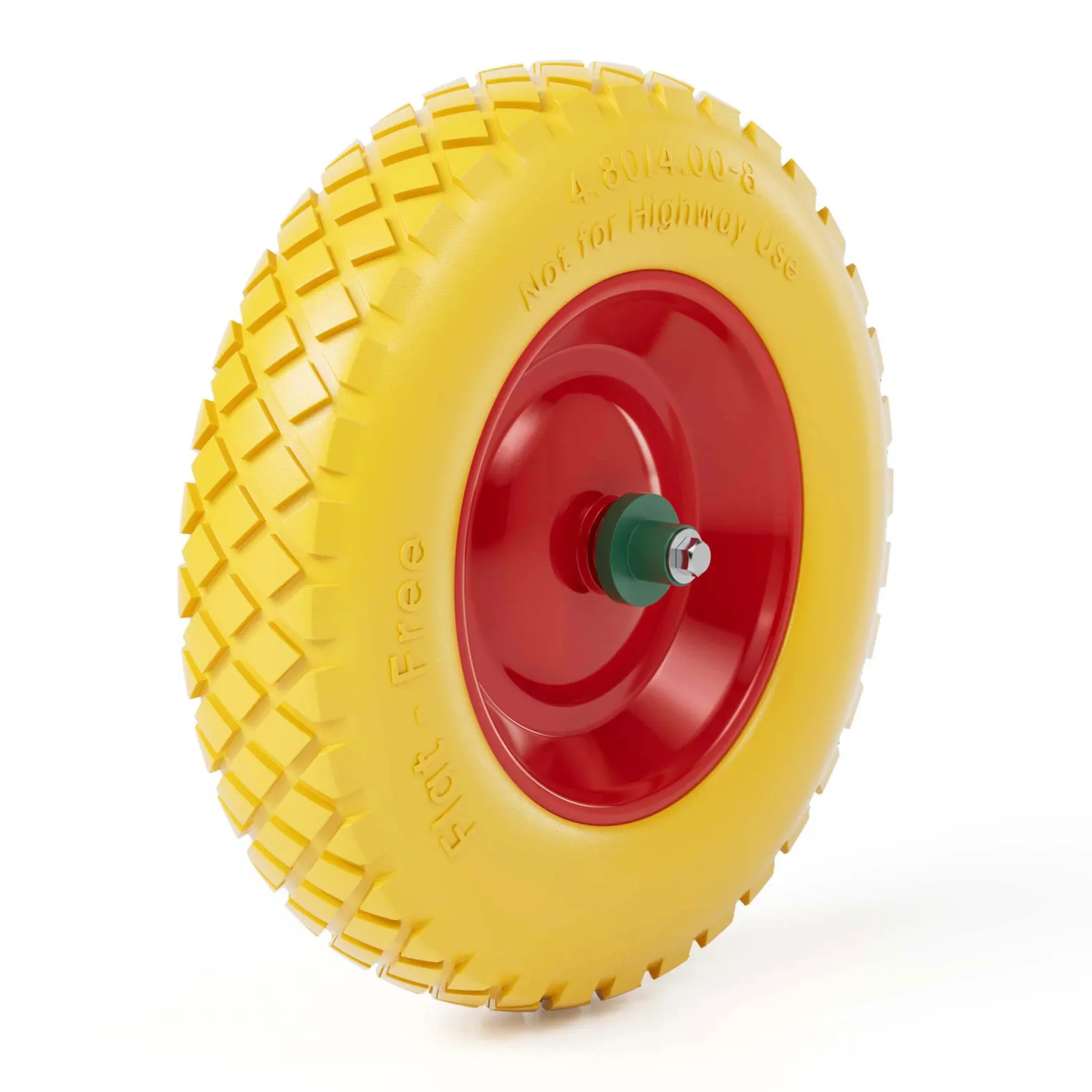 Wiltec Pannensicheres PU Rad 4.8/4.00-8 90 x 390 mm 160 kg, Polyurethan Vollgummi Schubkarren Komplettrad mit Steckachse, Schubkarrenrad pannensicher