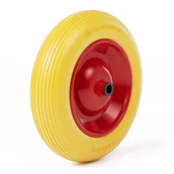 Wiltec Pannensicheres PU Rad 4.8/4.00-8 90 x 392 mm 180 kg, Polyurethan Vollgummi Schubkarren Komplettrad mit Stahlfelge, Schubkarrenrad pannensicher