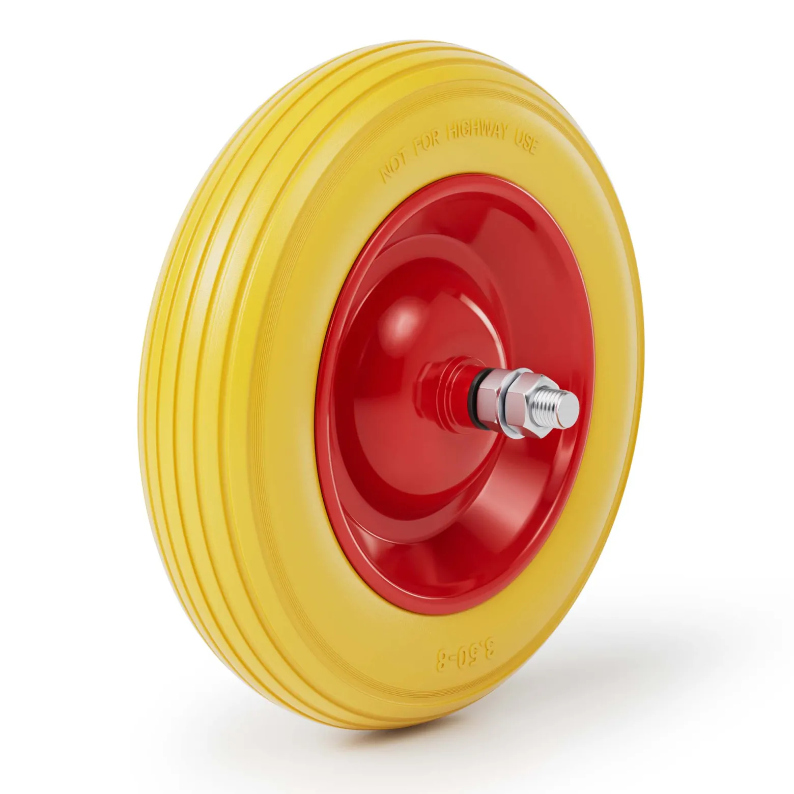 Wiltec Pannensicheres PU Rad 4.00-8 100 x 400 mm 160 kg, Polyurethan Vollgummi Schubkarren Komplettrad mit Steckachse, Schubkarrenrad pannensicher