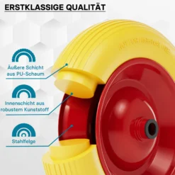 Wiltec Pannensicheres PU Rad 3.50-8 80 x 370 mm 130 kg, Polyurethan Vollgummi Schubkarren Komplettrad mit Stahlfelge, Schubkarrenrad pannensicher