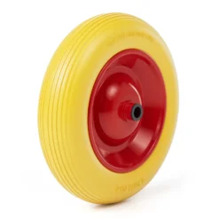 Wiltec Pannensicheres PU Rad 3.50-8 80 x 370 mm 130 kg, Polyurethan Vollgummi Schubkarren Komplettrad mit Stahlfelge, Schubkarrenrad pannensicher
