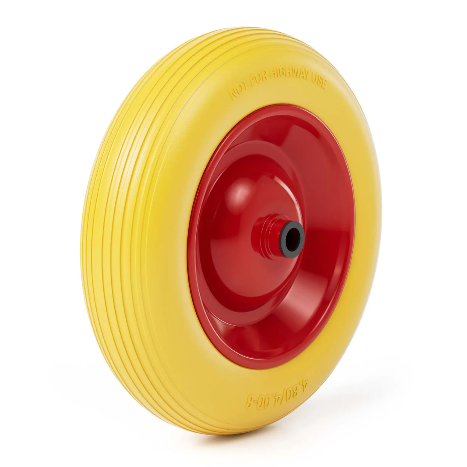 Wiltec Pannensicheres PU Rad 3.50-8 80 x 370 mm 130 kg, Polyurethan Vollgummi Schubkarren Komplettrad mit Stahlfelge, Schubkarrenrad pannensicher