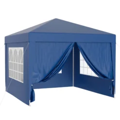 Wiltec Pavillon 3 x 3 m in Blau mit UV-Schutz 50+, Gartenpavillon mit abnehmbaren Seiten, Partyzelt mit Fenstern für z. B. Terrasse und Festival