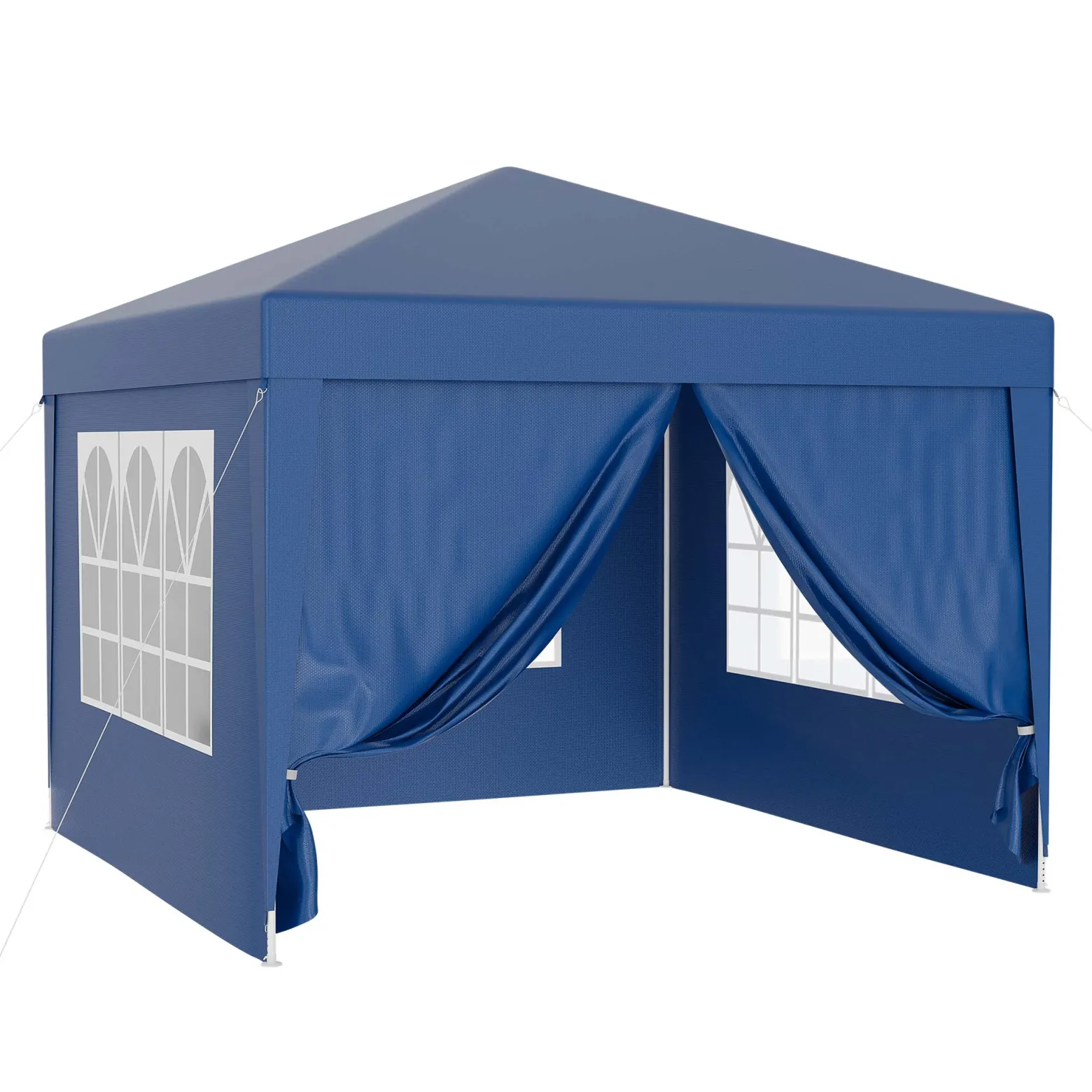 Wiltec Pavillon 3 x 3 m in Blau mit UV-Schutz 50+, Gartenpavillon mit abnehmbaren Seiten, Partyzelt mit Fenstern für z. B. Terrasse und Festival