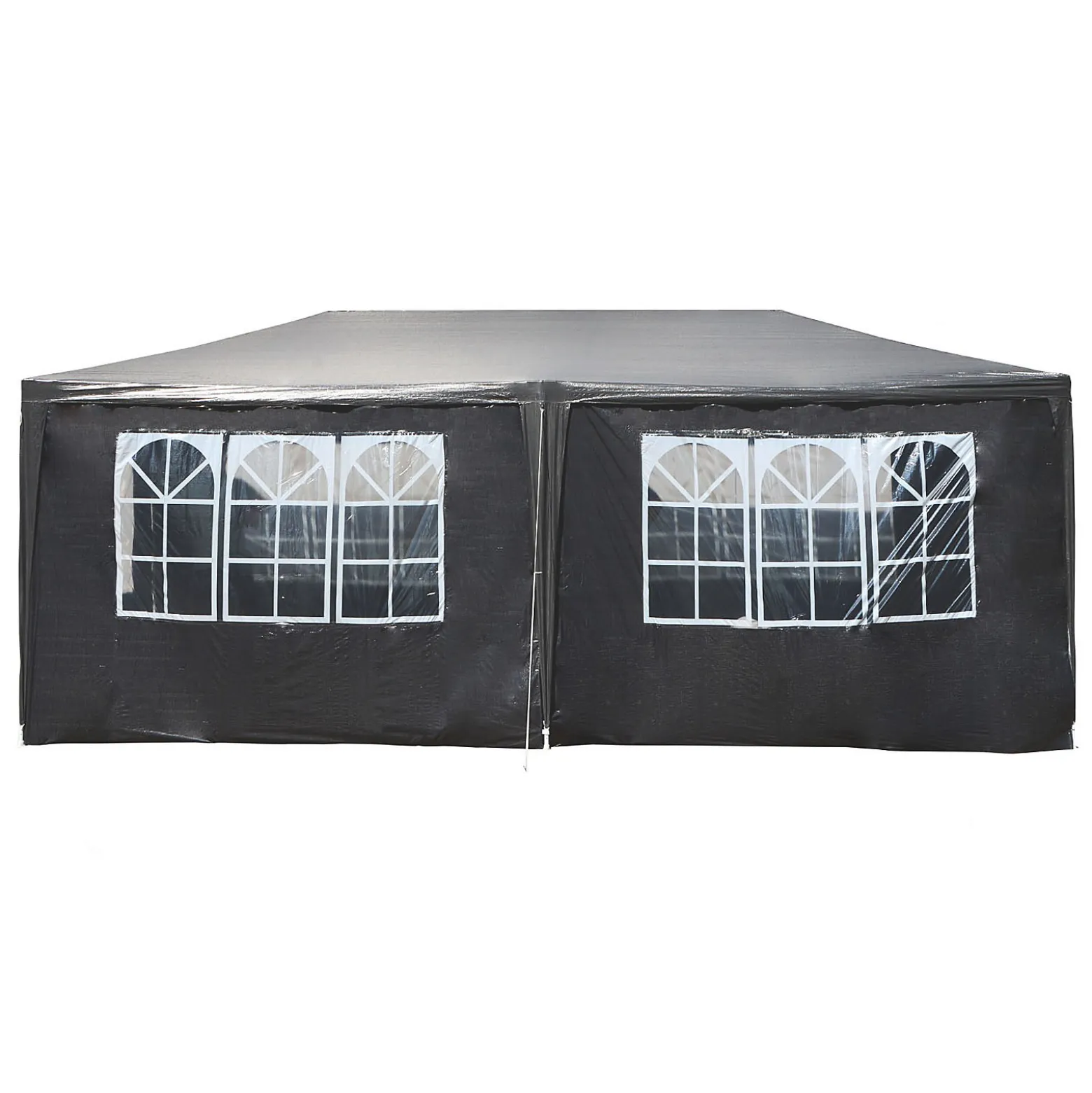 Wiltec Pavillon 3 x 6 m in Grau mit UV-Schutz 50+, Gartenpavillon mit aufrollbaren Seiten, Partyzelt mit Fenstern für z. B. Terrasse und Festival