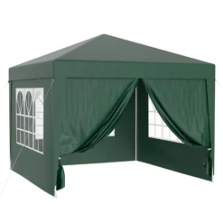 Wiltec Pavillon 3 x 3 m in Grün mit UV-Schutz 50+, Gartenpavillon mit abnehmbaren Seiten, Partyzelt mit Fenstern für z. B. Terrasse und Festival
