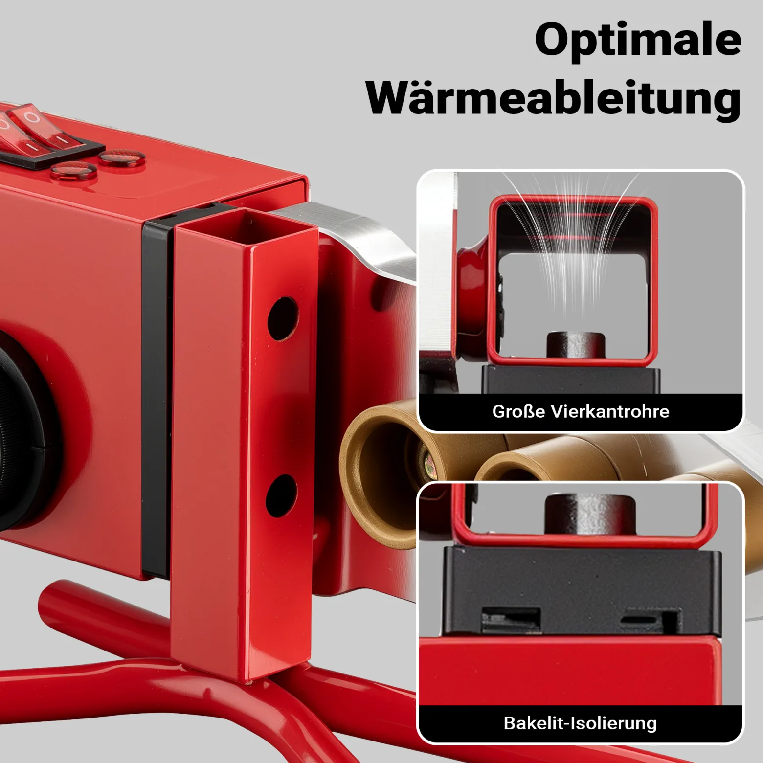 Wiltec PE-Rohr Schweißgerät 2000 W bis 300°C, Muffenschweißgerät inkl. 7 Heizdorne 16-63 mm, Schweissgerät für Rohre, Muffen und Formstücke