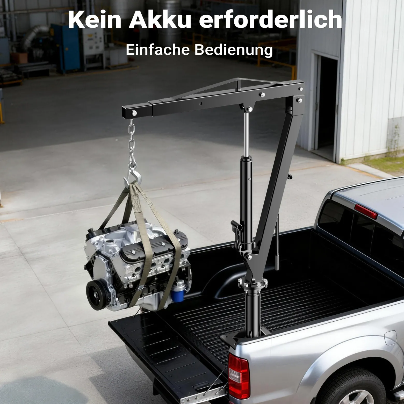 Wiltec Pickup Kran Ladekran 1800 mm Höhe, 900 kg Traglast und 360° Drehkranz, massiver Standfuß zur Bodenmontage, Werkstattkran