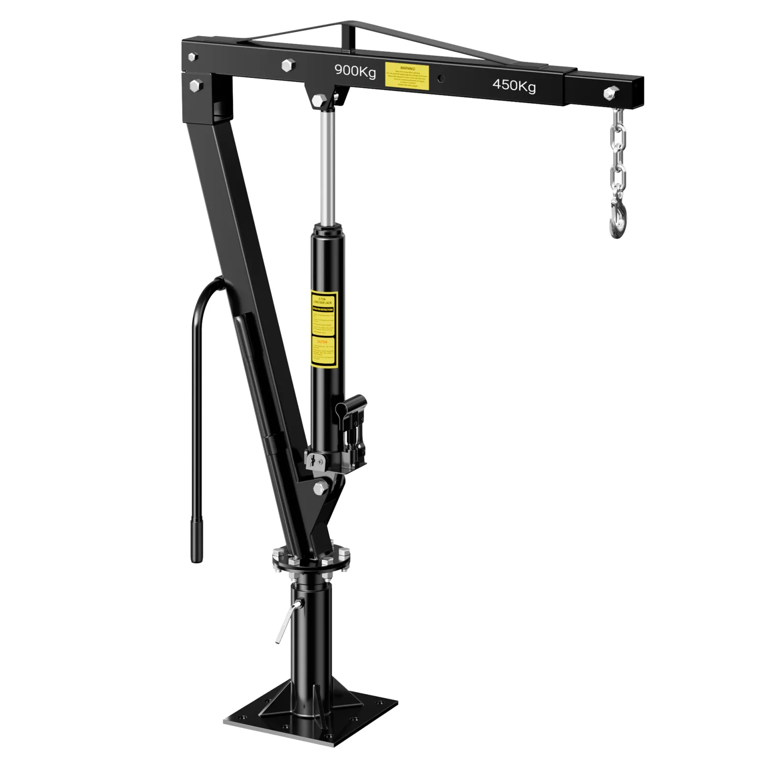 Wiltec Pickup Kran Ladekran 1800 mm Höhe, 900 kg Traglast und 360° Drehkranz, massiver Standfuß zur Bodenmontage, Werkstattkran