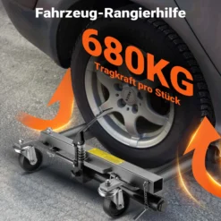 Wiltec PKW Rangierhilfe 2x Wagenheber hydraulisch, 2 Stück Rangierwagenheber je 680 kg Tragkraft, Autoheber bis 30 cm Reifenbreite