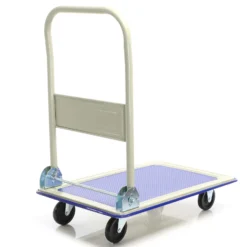 Wiltec Plattformwagen bis 150 kg 720x475x840 mm, Transportkarre klappbar mit Bügelgriff und gummibezogener Ladefläche, Transporthilfe
