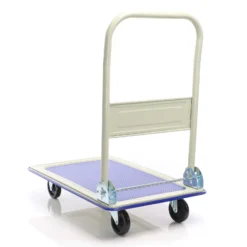Wiltec Plattformwagen bis 150 kg 720x475x840 mm, Transportkarre klappbar mit Bügelgriff und gummibezogener Ladefläche, Transporthilfe