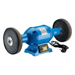 Wiltec Poliermaschine 750W mit 2 Polierscheiben Ø 200mm, 2950 U/min, Doppelschleifer mit robustem Gehäuse aus Guss und Standfuß