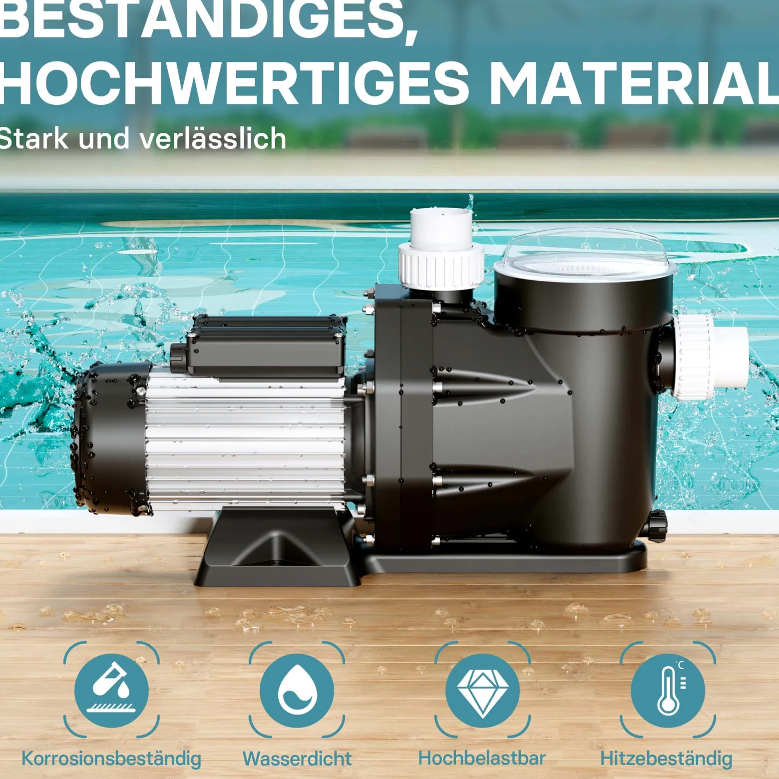 WilTec Poolpumpe 19200 l/h 750 W Schwimmbadpumpe Filterpumpe Umwälzpumpe