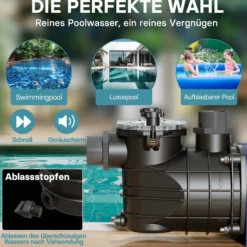Wiltec Pool Pumpe 15000 l/h 750 W Schwimmbadpumpe Filterpumpe Umwälzpumpe Pool