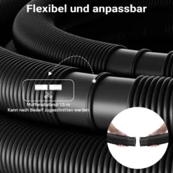 Wiltec Poolschlauch 12 m ⌀38 mm, Schwimmbadschlauch mit Muffen, Pumpenschlauch für Schwimmbecken, Saugschlauch, Solarschlauch