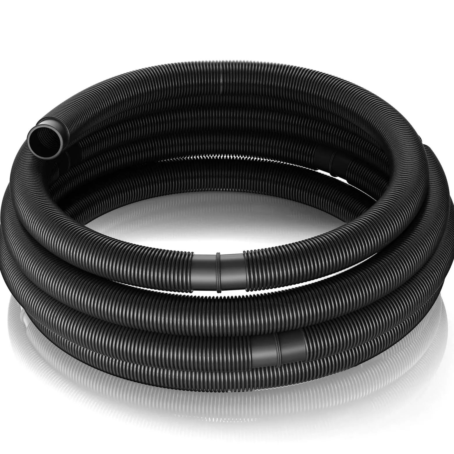 Wiltec Poolschlauch 6 m ⌀32 mm, Schwimmbadschlauch mit Muffen, Pumpenschlauch für Schwimmbecken, Saugschlauch, Solarschlauch