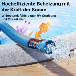 Wiltec Poolschlauch 30 m ⌀38 mm, Schwimmbadschlauch mit Muffen, Pumpenschlauch für Schwimmbecken, Saugschlauch, Solarschlauch
